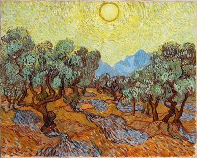 Olive Trees with Yellow Sky and Sun by Vincent van Gogh